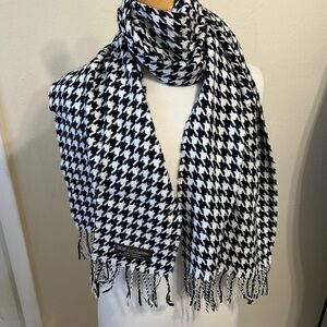 Black and White Houndstooth Scarf 62 X 12
